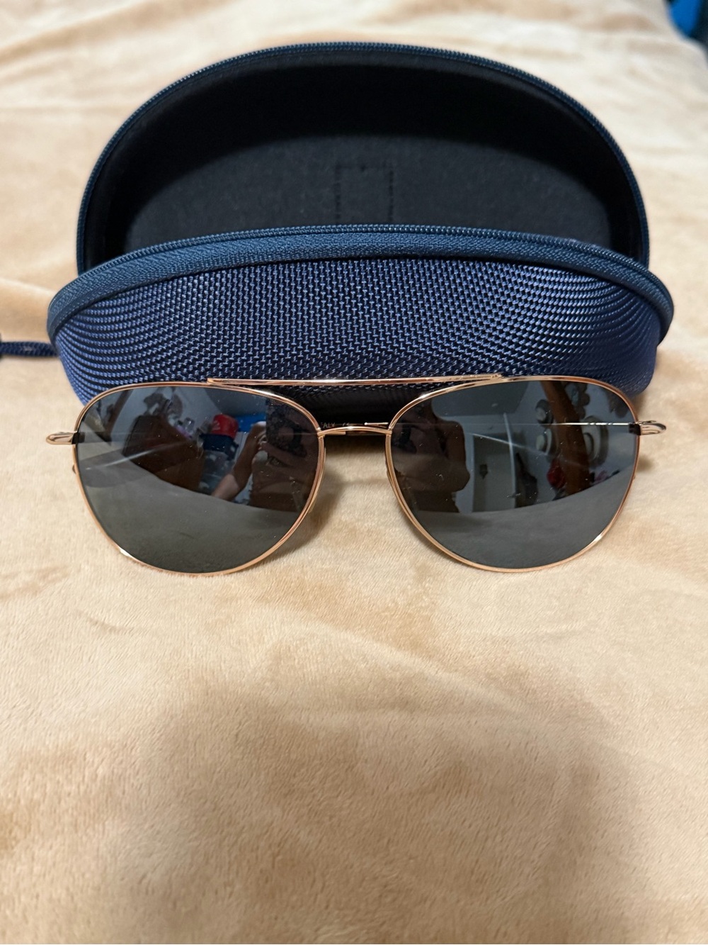 Kaenon Prescription Aviator Sunglasses with Navy Case - Rose Gold Frame